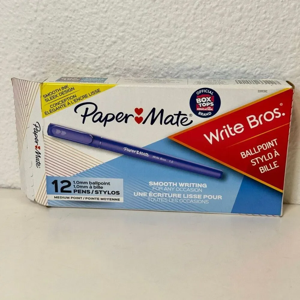 Paper Mate‎ Write Bros 1.0mm ballpoint blue medium Lot of 10 Pens NEW 3311131C